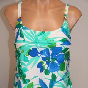 NWT Island Escape Swimsuit Tankini 2 pc Set Sz 12 Blue Add a Size Shaper Pant